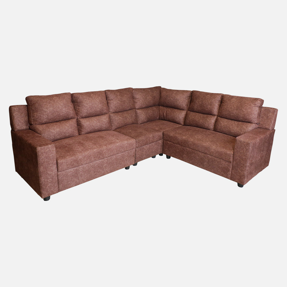 MAARK FABRIC CORNER SOFA 5 SEATER SAJINA BROWN COLOUR