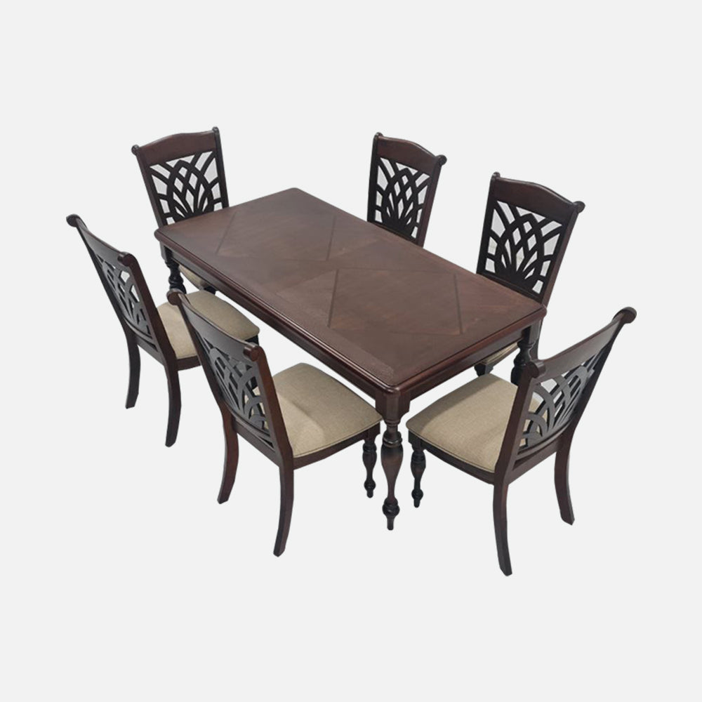 MAARK WOODEN TOP 6 SEATER DINING SET REGGIE-4354T-4354SC HT