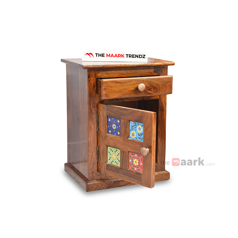MAARK SHEESHAM WOOD NIGHT STAND 7509 NATURAL FINISH SV