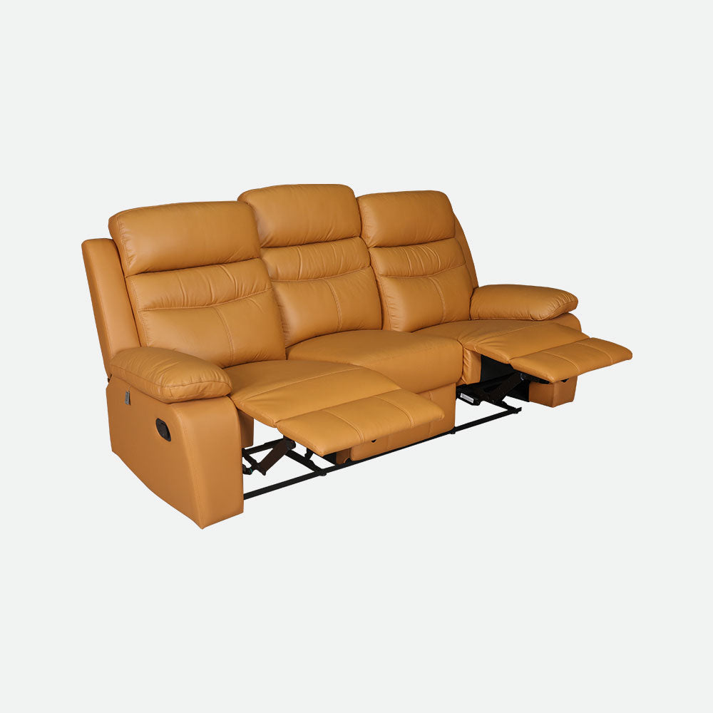 MAARK MANUAL RECLINER LEATHER SOFA 1266-9669 TAN COLOUR HT