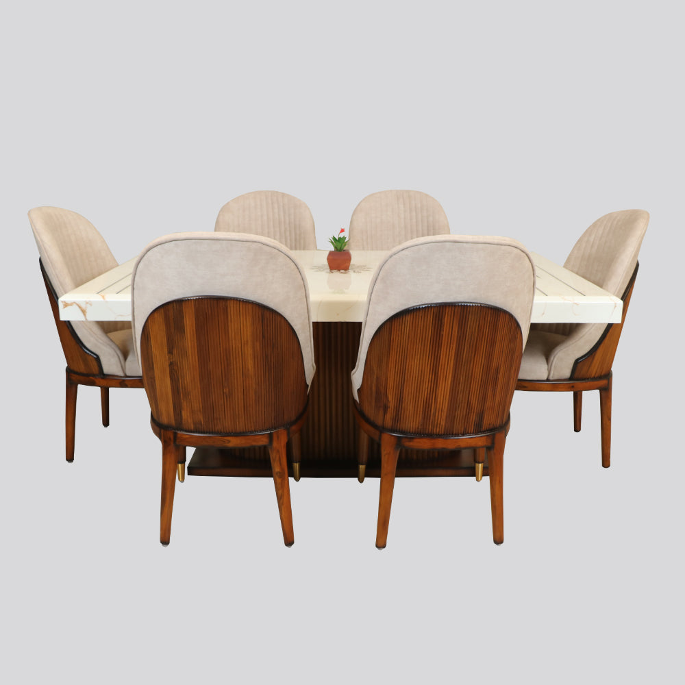 MAARK MARBLE TOP 6 SEATER DINING SET 6039 TD