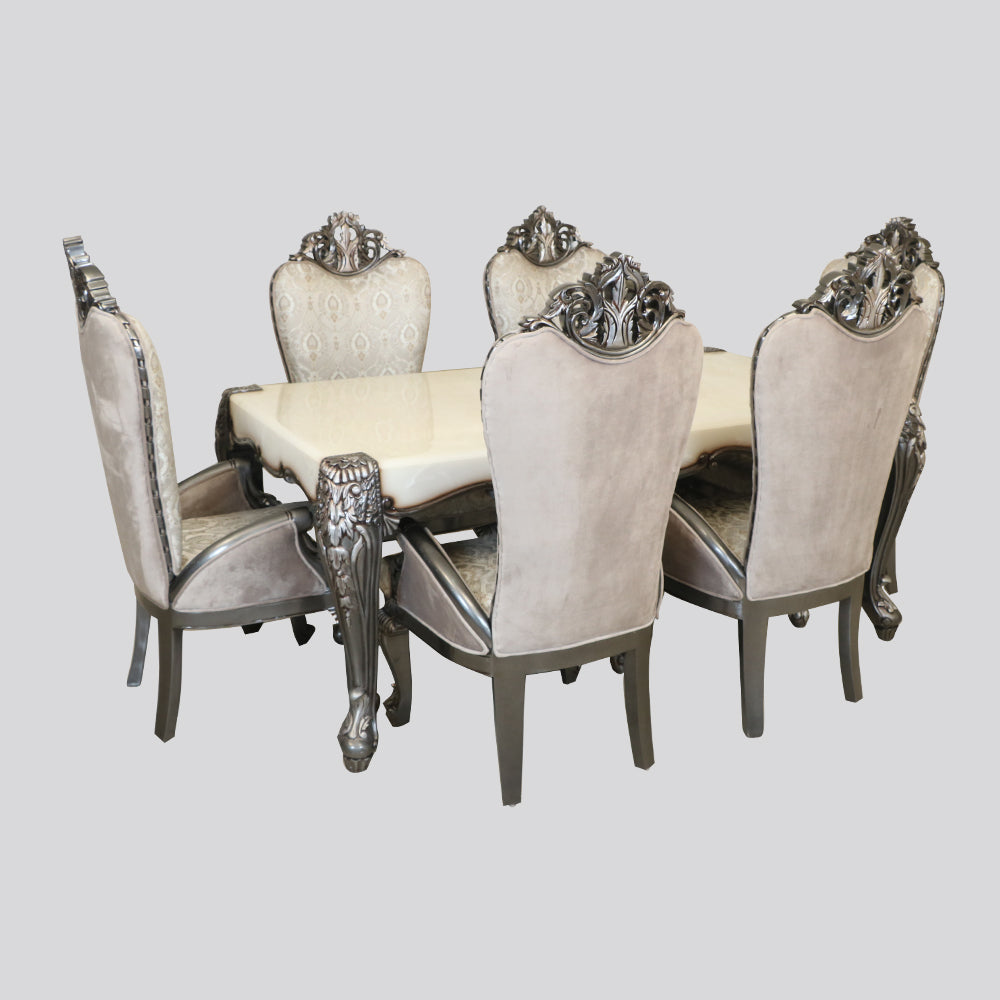 MAARK MARBLE TOP 6 SEATER DINING SET 6002 BF