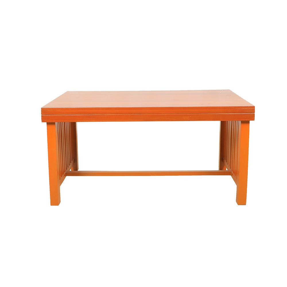 MAARK WOODEN TOP 6 SEATER DINING SET WINDOW TEAK COLOUR