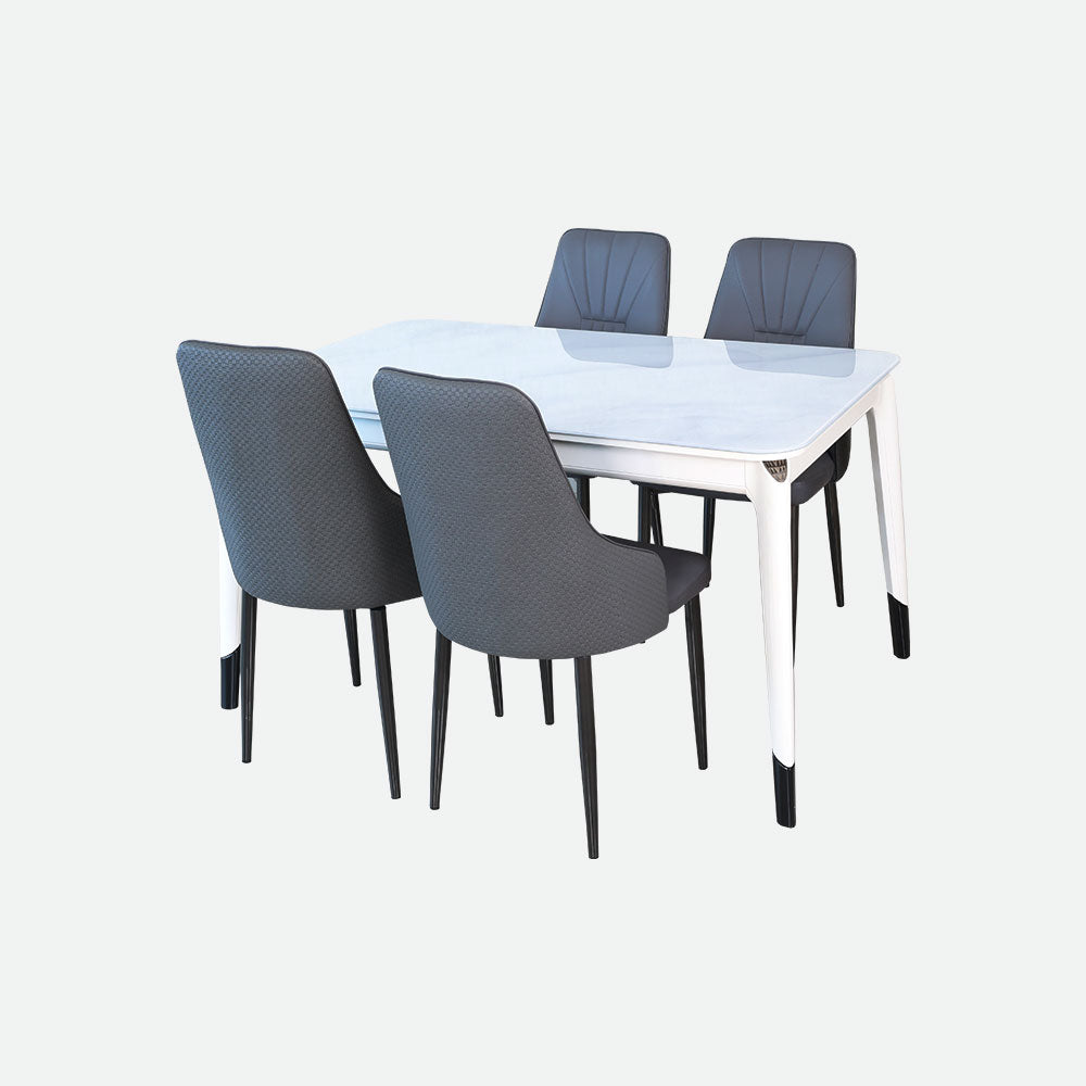 MAARK MARBLE TOP 4 SEATER DINING SET B3-196-7 HT
