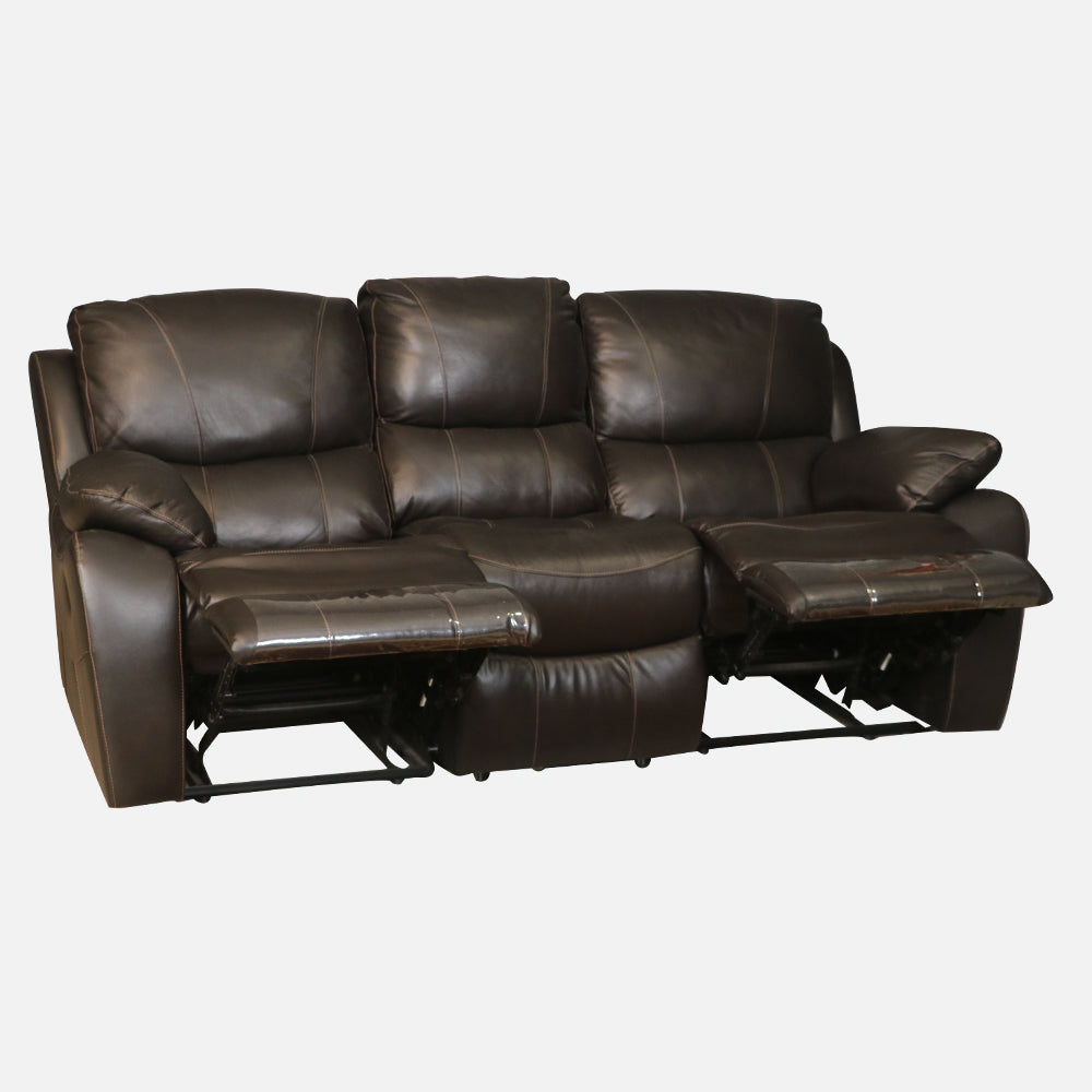 MAARK MANUAL RECLINER LEATHER SOFA THREE SEATER F8753-1015 WINE COLOUR HT