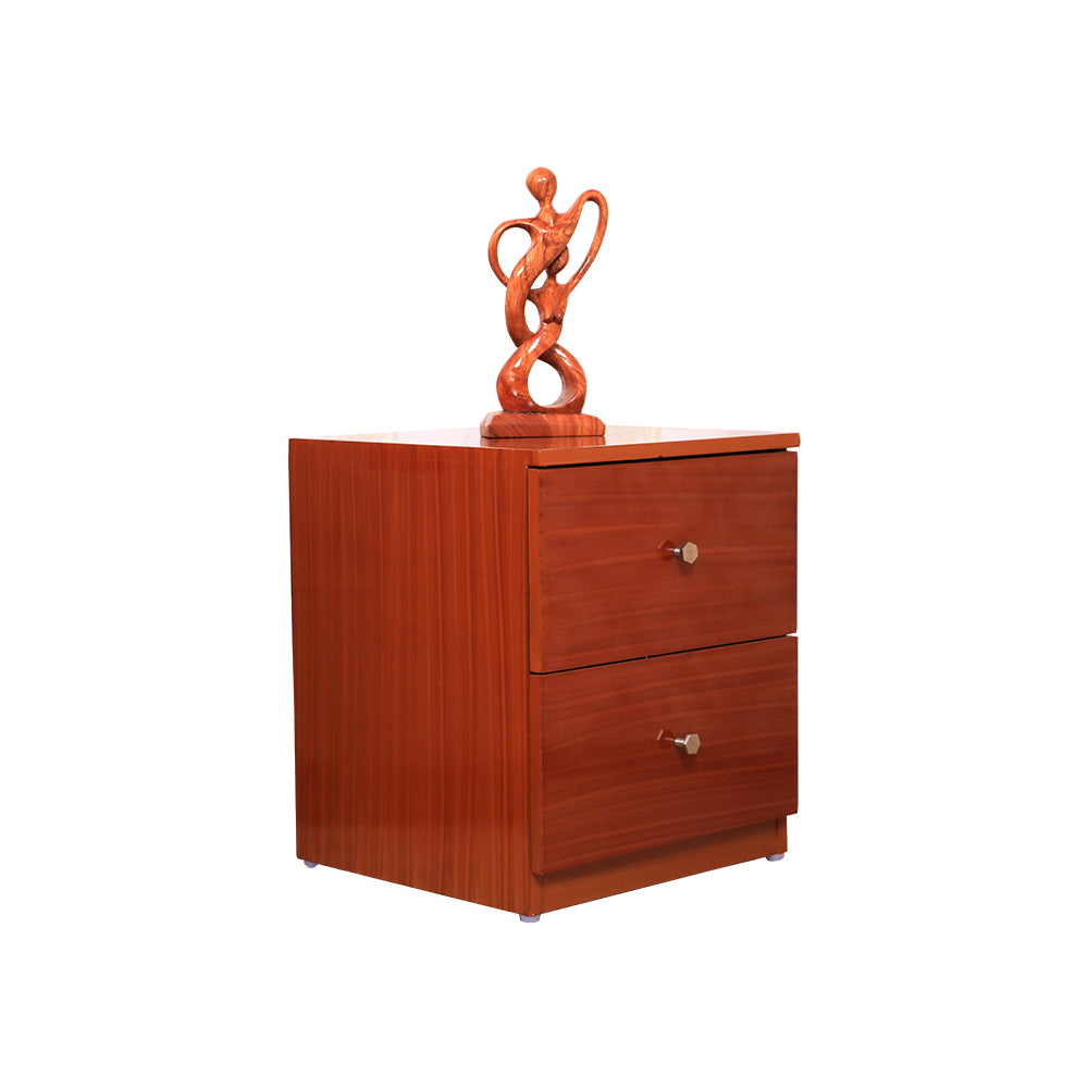 MAARK BED SIDE TABLE DOUBLE DRAW TEAK COLOUR