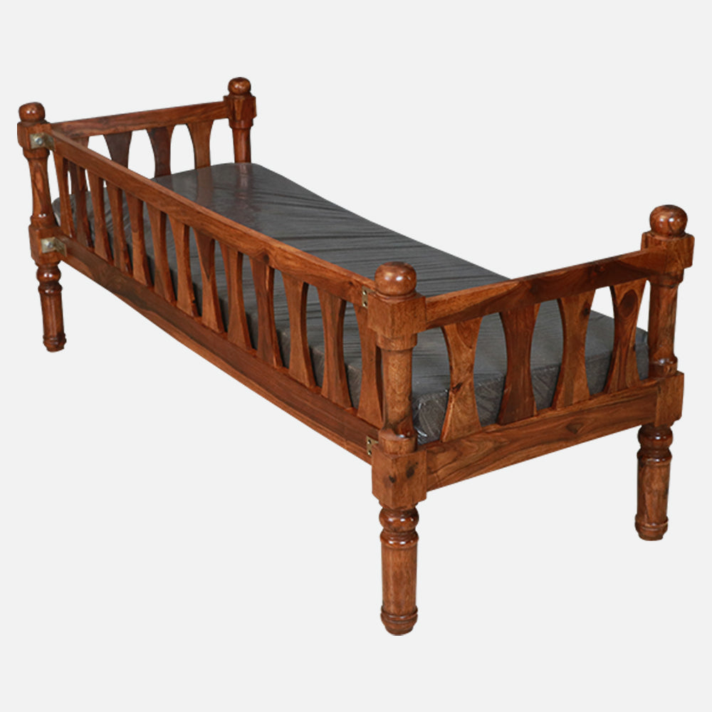 MAARK SHEESHAM WOOD DIWAN WITH CUSHION 4021 NATURAL FINISH SV