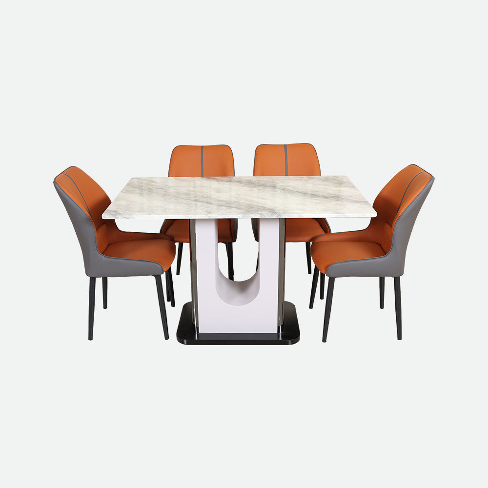 MAARK MARBLE TOP 4 SEATER DINING SET 899-1-882 HT