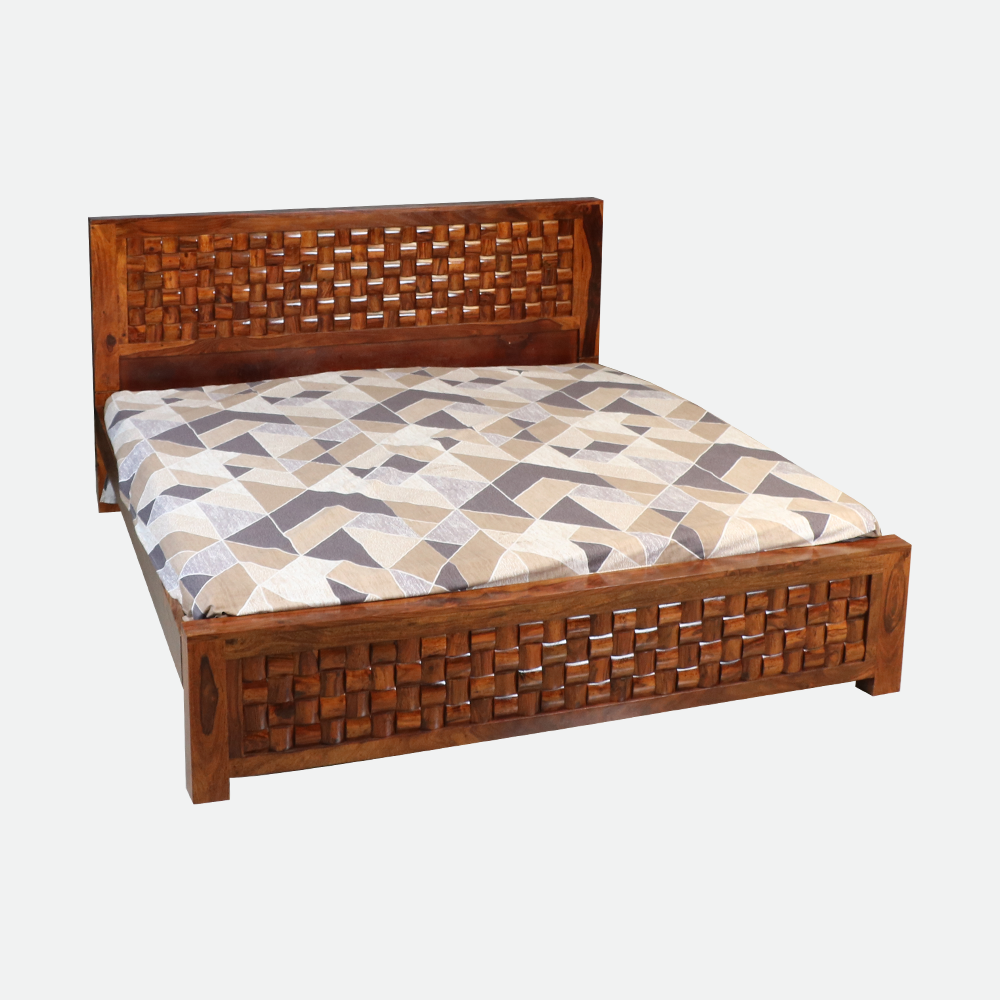 MAARK SHEESHAM WOOD KING SIZE BED (6*6.5) 3050 NATURAL FINISH SV