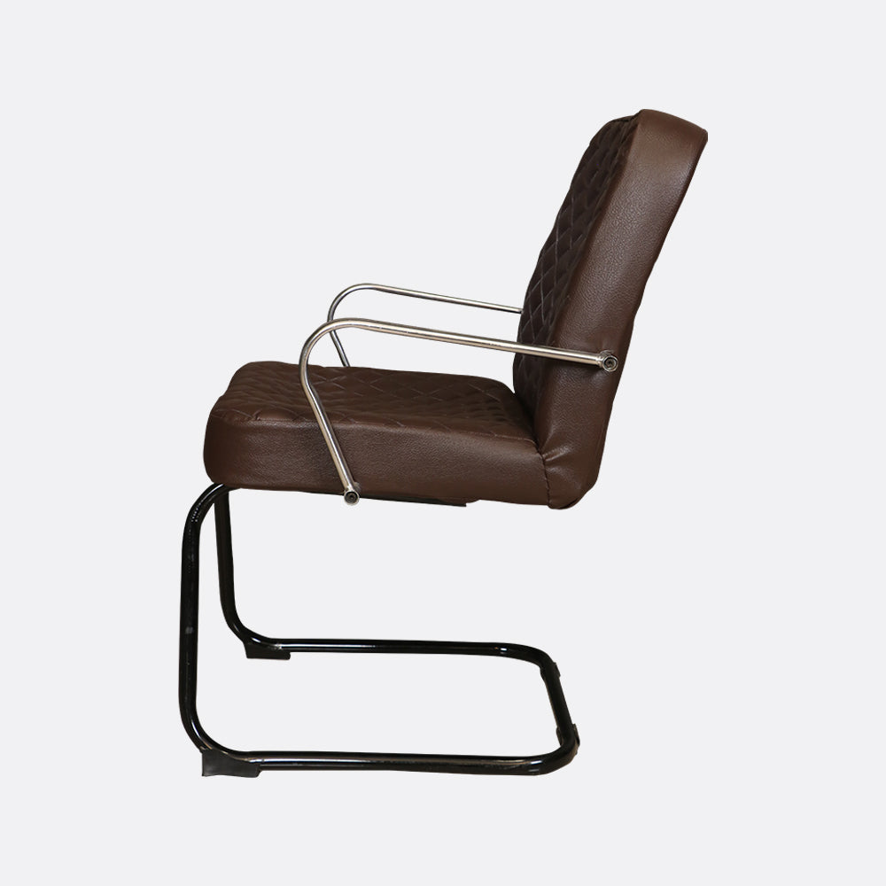 MAARK VISITOR CHAIR C BEND WITH CROME ARMS BROWN COLOUR GF