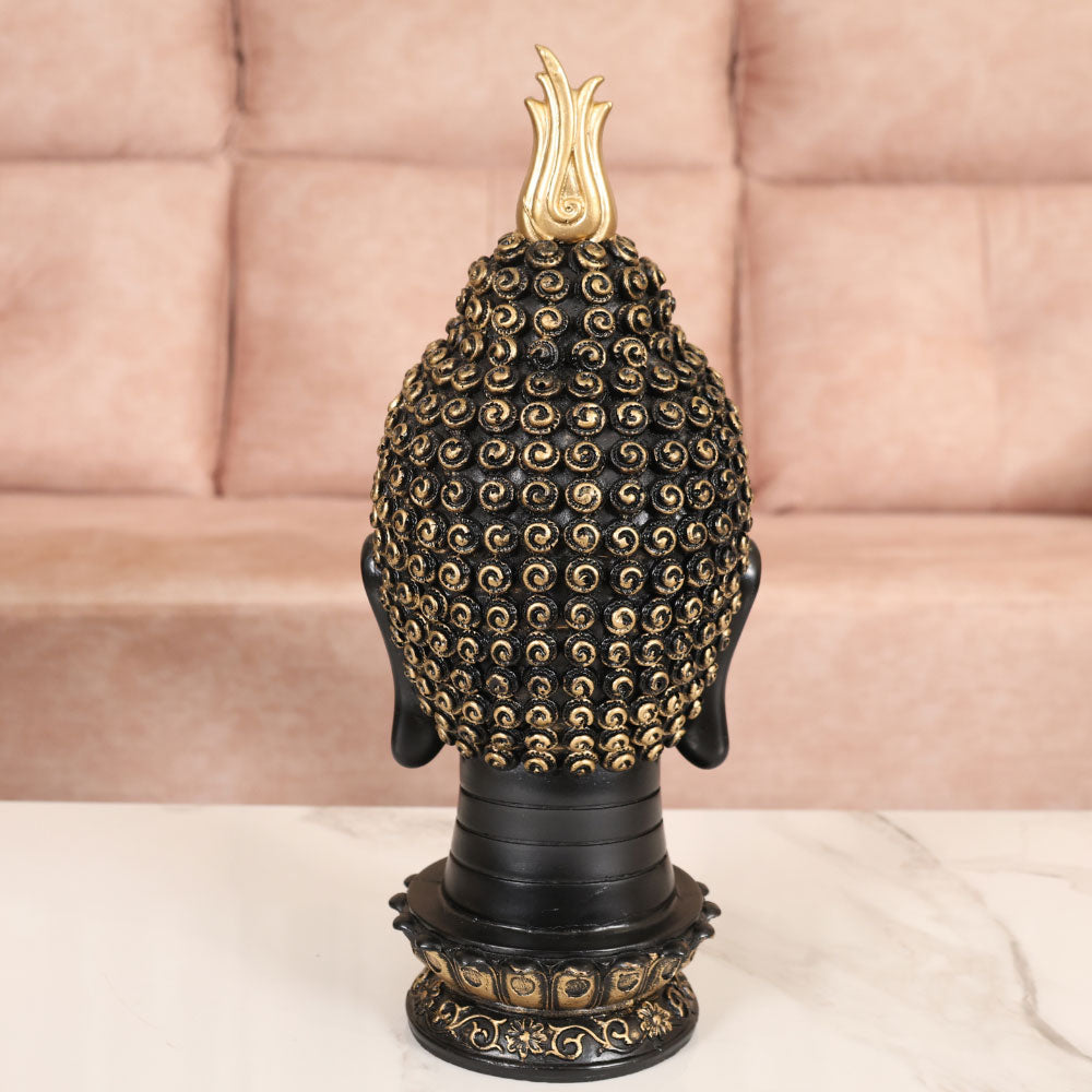 MAARK STATUE BIG BUDDHA FACE BLACK/GOLDEN 17" EH