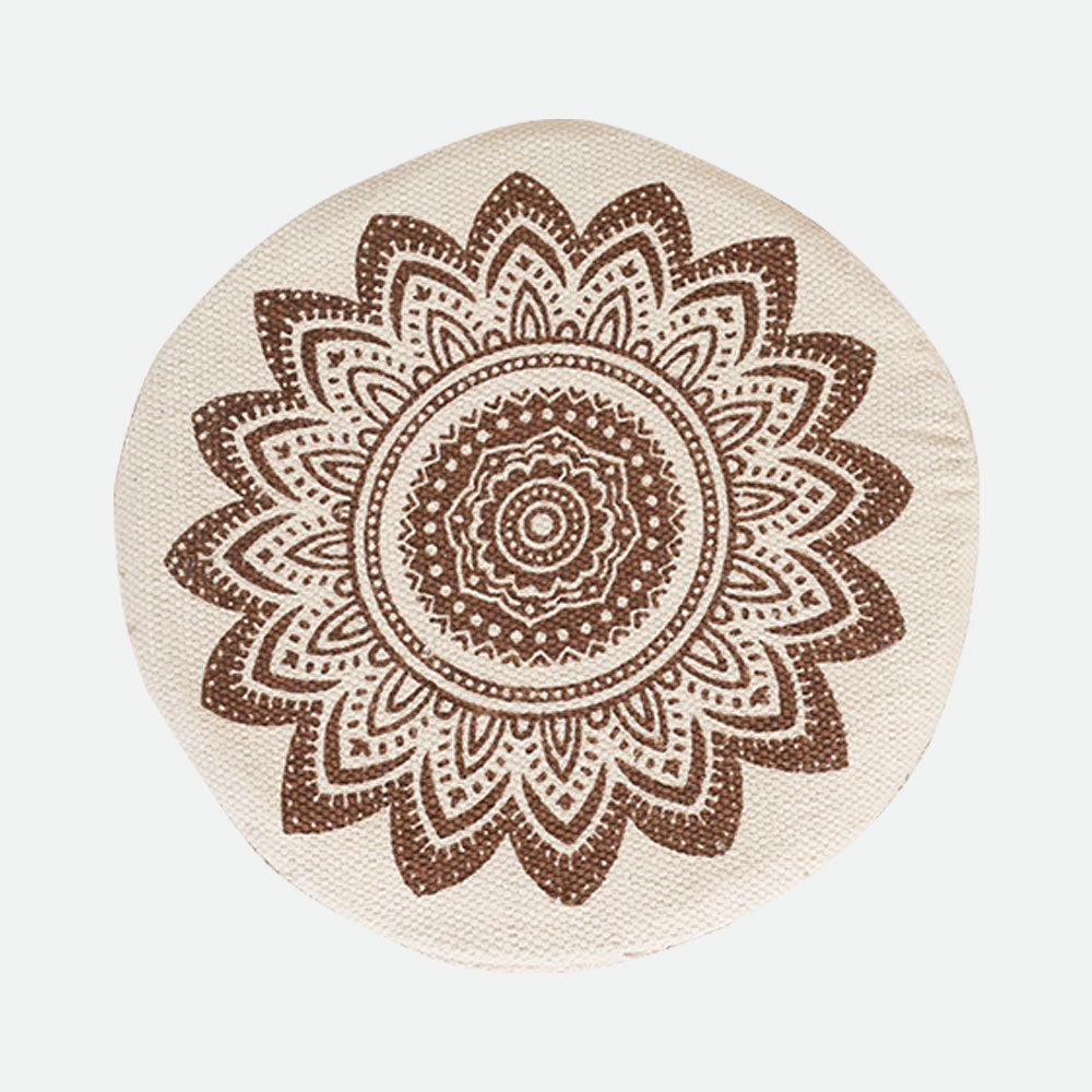 MAARK ROSY PRINTED HANDWOVEN STOOL BROWN & NATURAL 16*16*17" AO