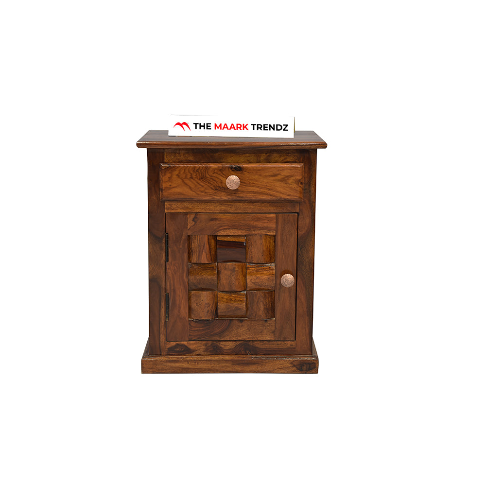 MAARK SHEESHAM WOOD NIGHT STAND 7516 NATURAL FINISH SV