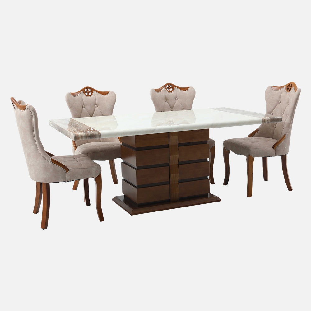 MAARK MARBLE TOP 6 SEATER DINING SET 1102-6145 HT