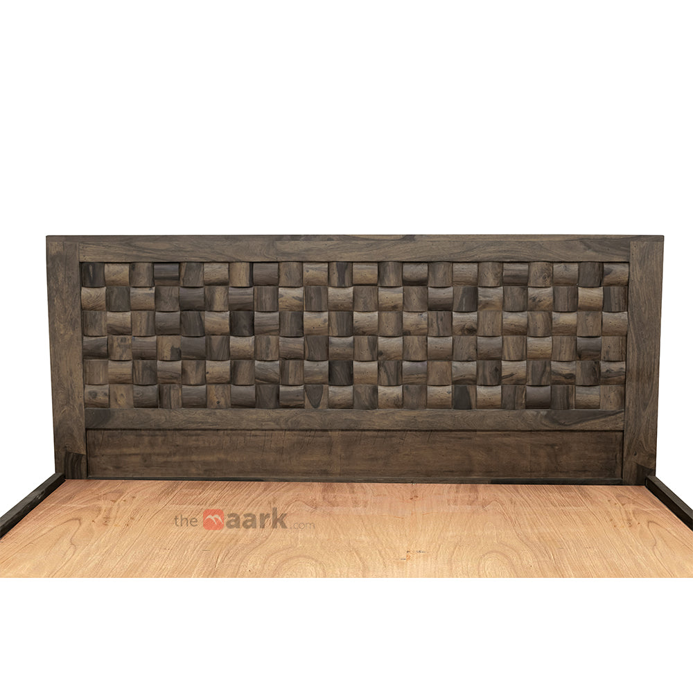 MAARK SHEESHAM WOOD SINGLE BED (3*6) 3055 STONE FINISH SV