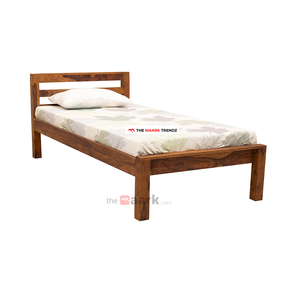 MAARK SHEESHAM WOOD SINGLE BED (3*6) 3133 NATURAL FINISH SV
