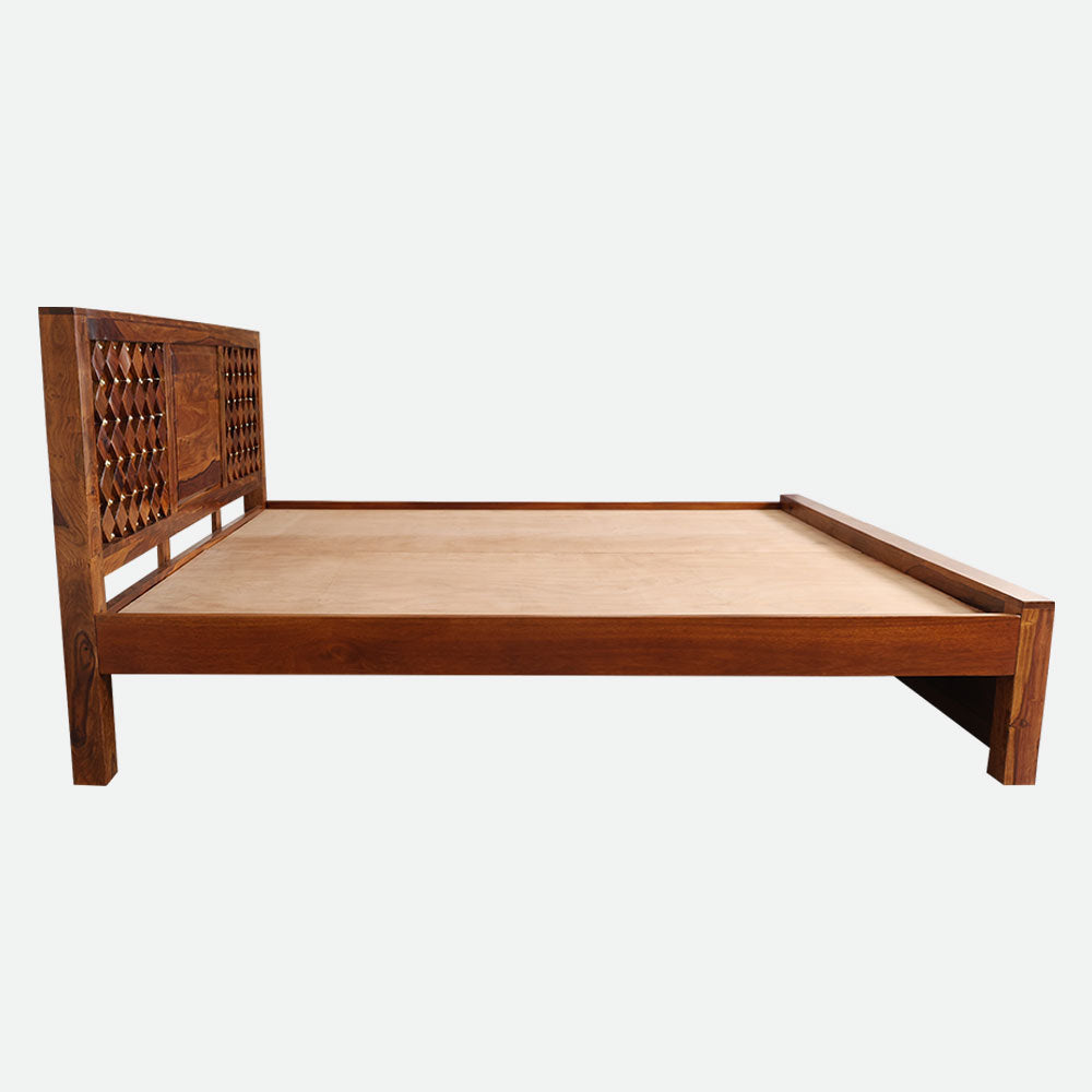 MAARK SHEESHAM WOOD KING SIZE BED (6*6.5) 3153 NATURAL FINISH SV