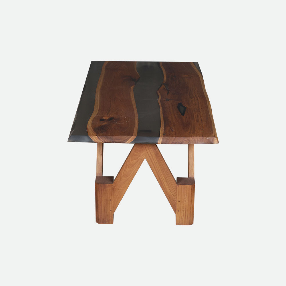 MAARK EPOXY COFFEE TABLE - TRANSPARENT BLACK TEAK AA