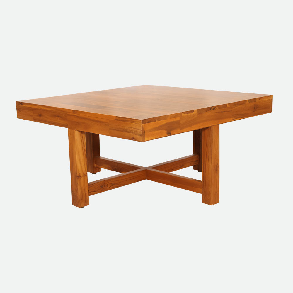 MAARK WOODEN FINISH 4 PUFFY COFFEE TABLE TEAK COLOUR