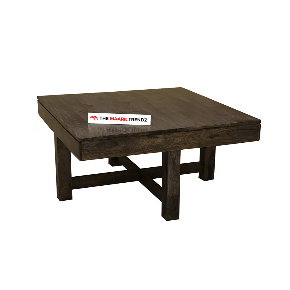 MAARK SHEESHAM WOOD COFFEE TABLE WITH SEATING STOOLS 7014 STONE FINISH SV