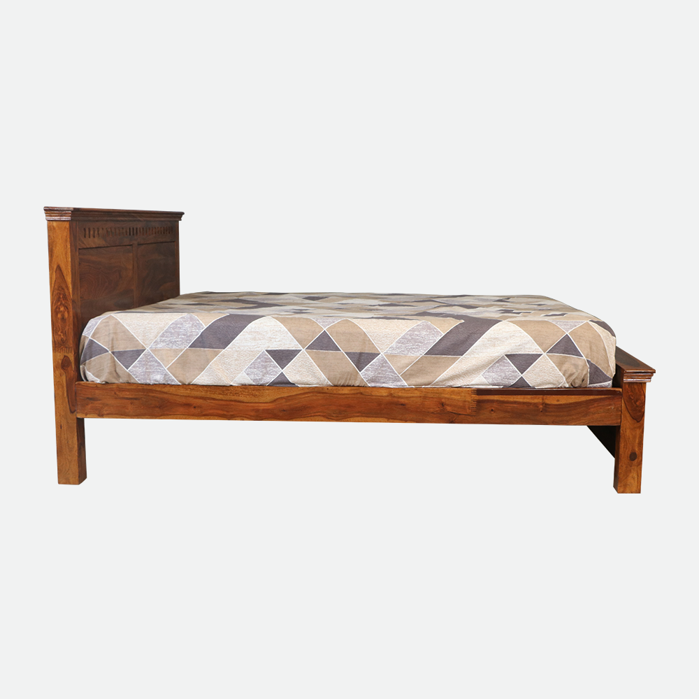 MAARK SHEESHAM WOOD QUEEN SIZE BED (5*6.5) 3081 NATURAL FINISH SV