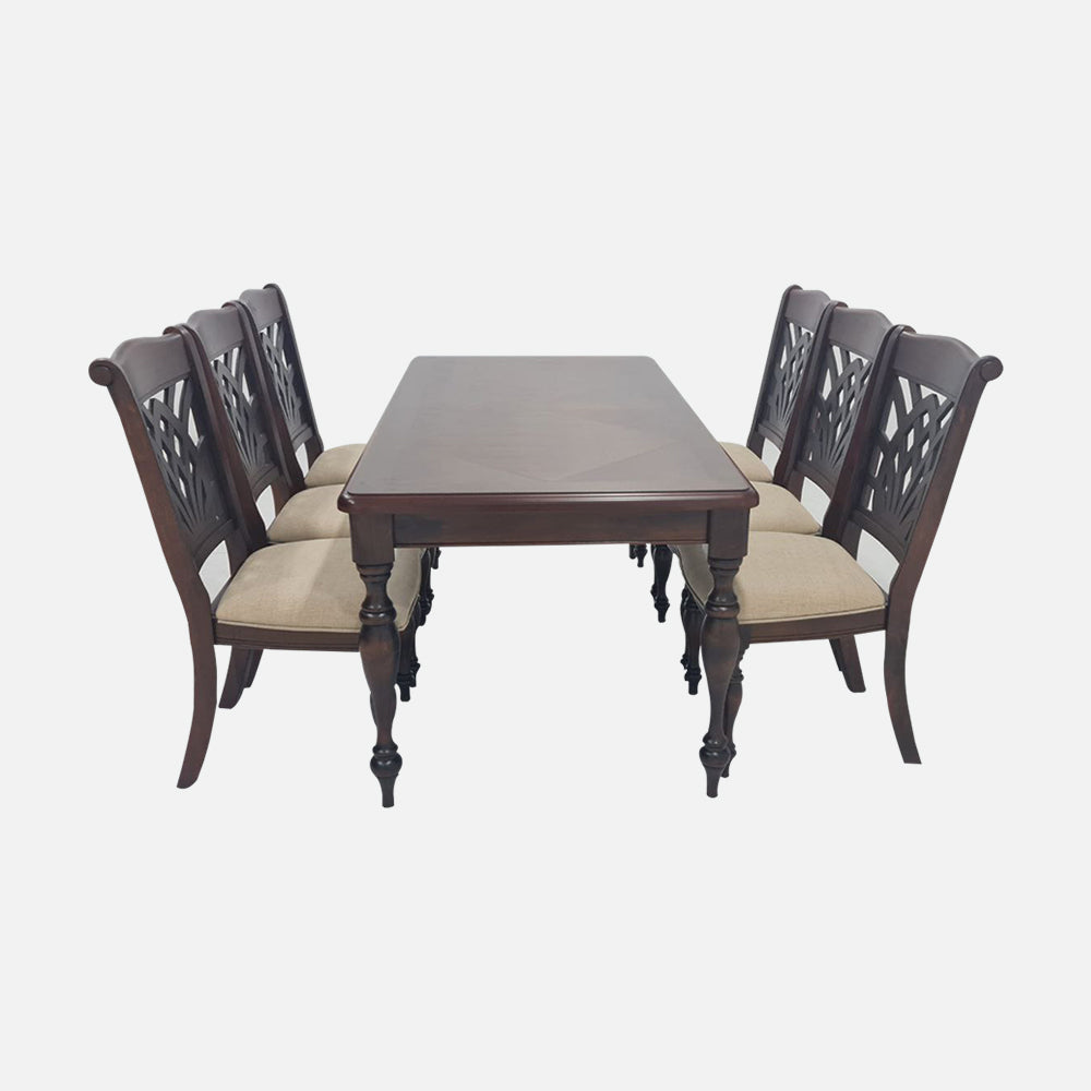 MAARK WOODEN TOP 6 SEATER DINING SET REGGIE-4354T-4354SC HT