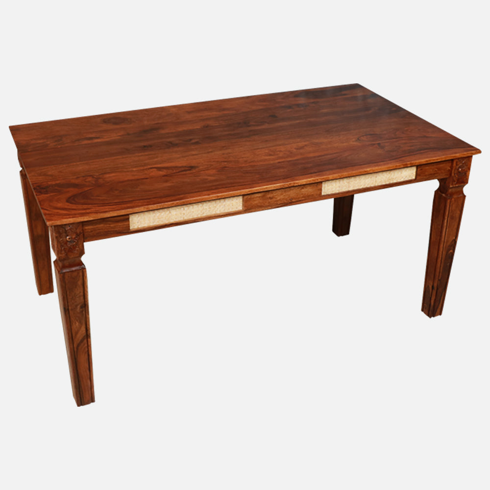 MAARK SHEESHAM WOOD 6 SEATER DINING SET (5.25*3) 1203 NATURAL FINISH SV