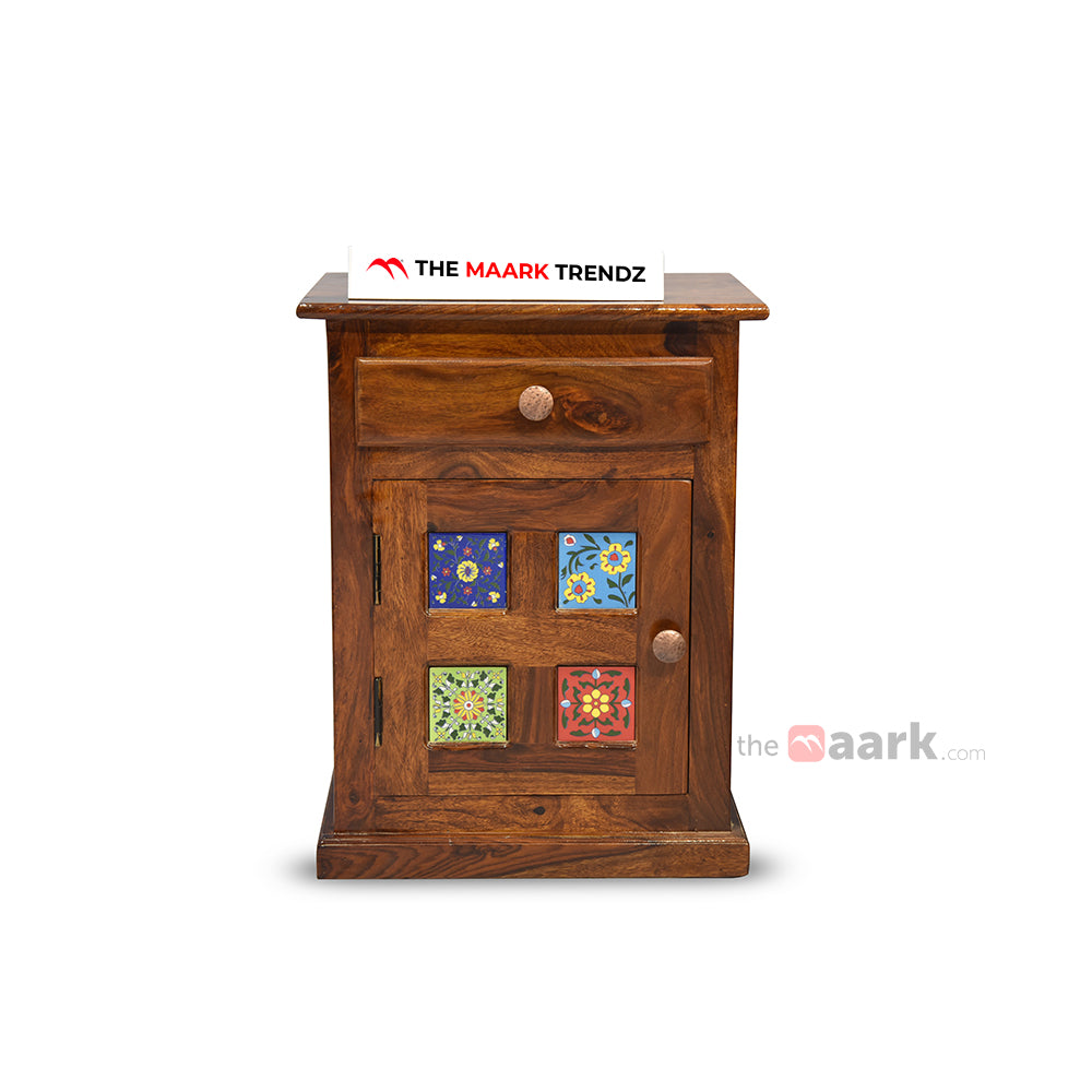MAARK SHEESHAM WOOD NIGHT STAND 7509 NATURAL FINISH SV