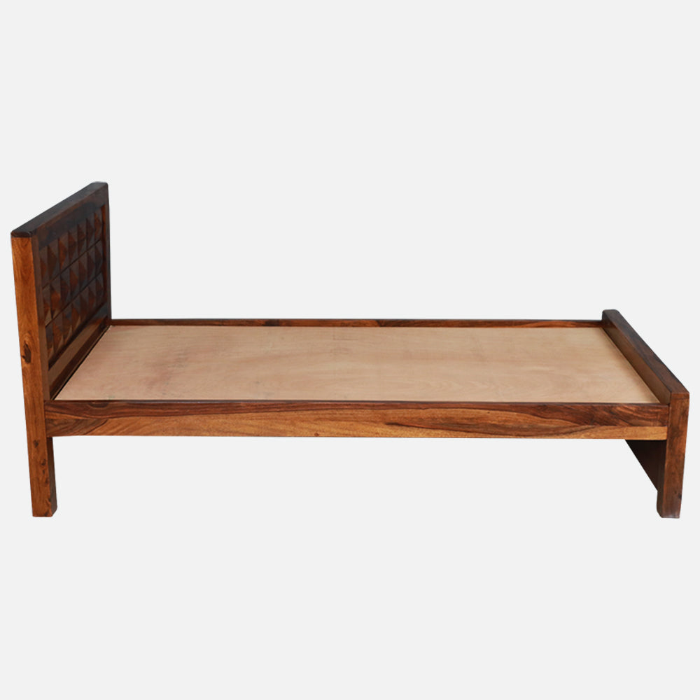 MAARK SHEESHAM WOOD SINGLE BED (3*6) 3056 NATURAL FINISH SV