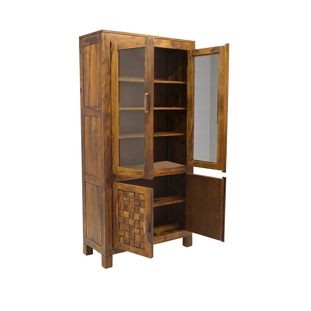 MAARK SEESHAM WOOD 2 DOOR CROCKERY UNIT 6119 NATURAL FINISH SV