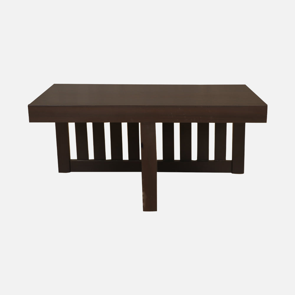 MAARK WOODEN FINISH 2 PUFFY COFFEE TABLE WALNUT COLOUR