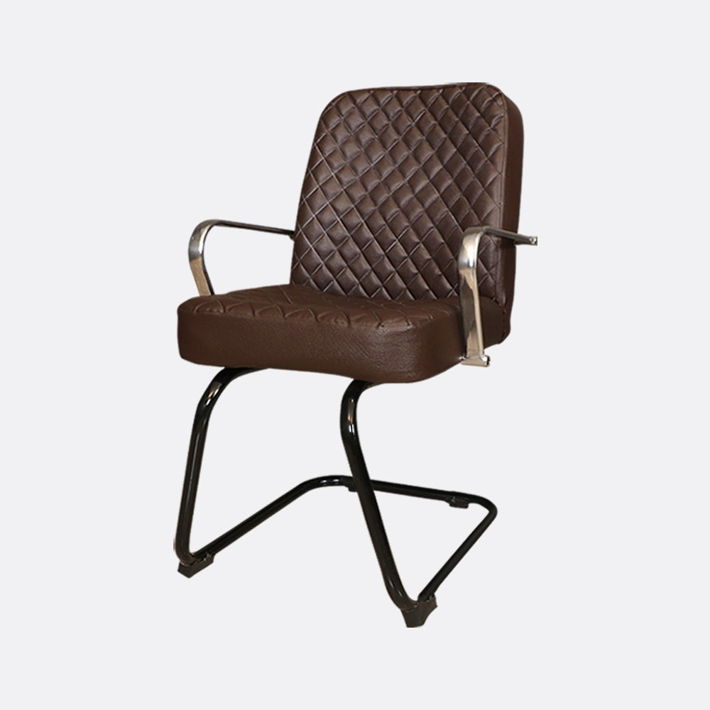 MAARK VISITOR CHAIR C BEND WITH CROME ARMS BROWN COLOUR GF