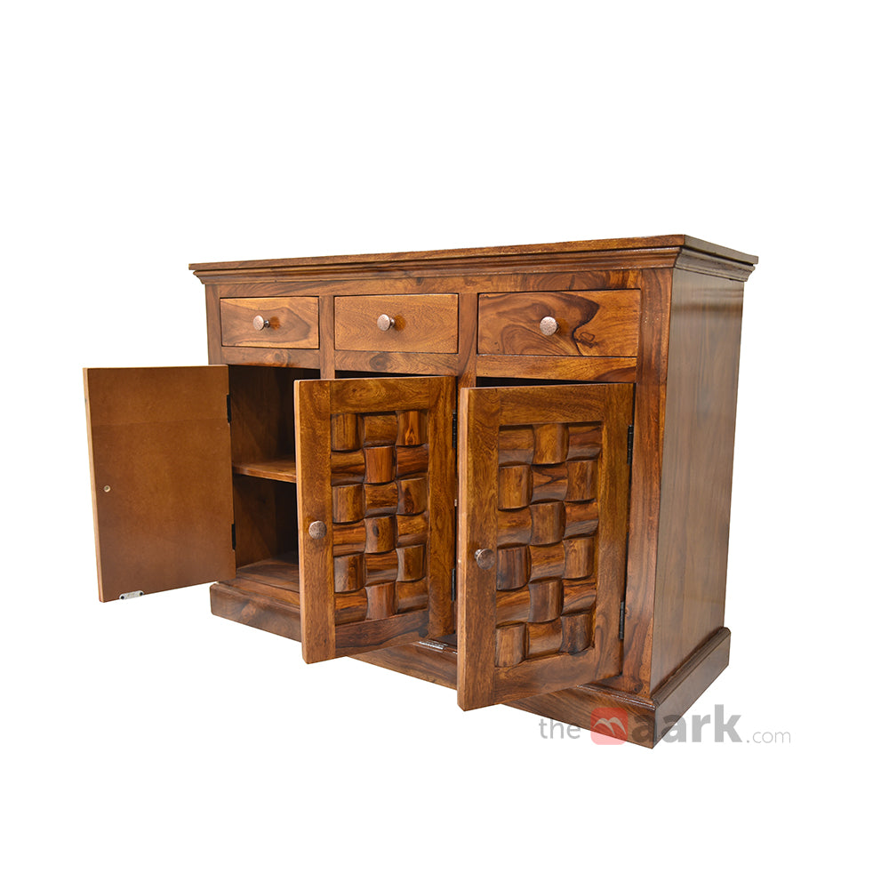 MAARK SHEESHAM WOOD STORAGE CABINET SIDE BOARD 6239 NATURAL FINISH SV