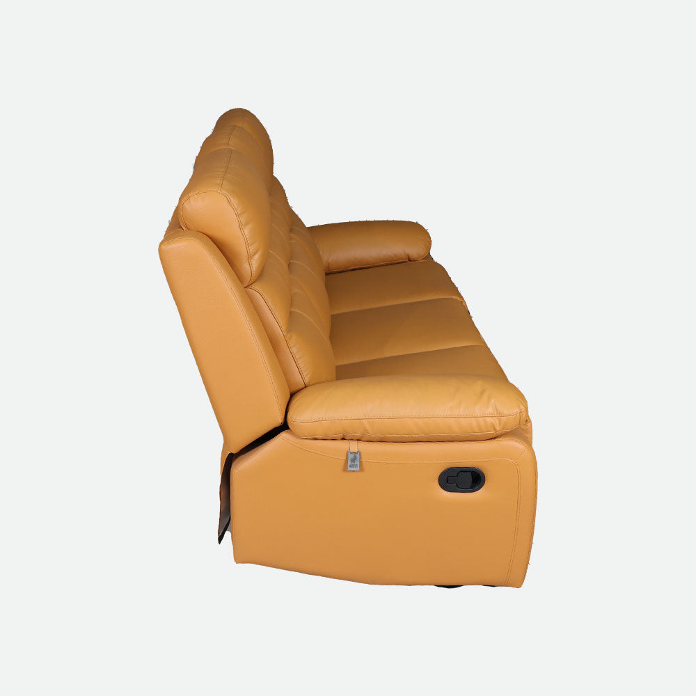 MAARK MANUAL RECLINER LEATHER SOFA 1266-9669 TAN COLOUR HT