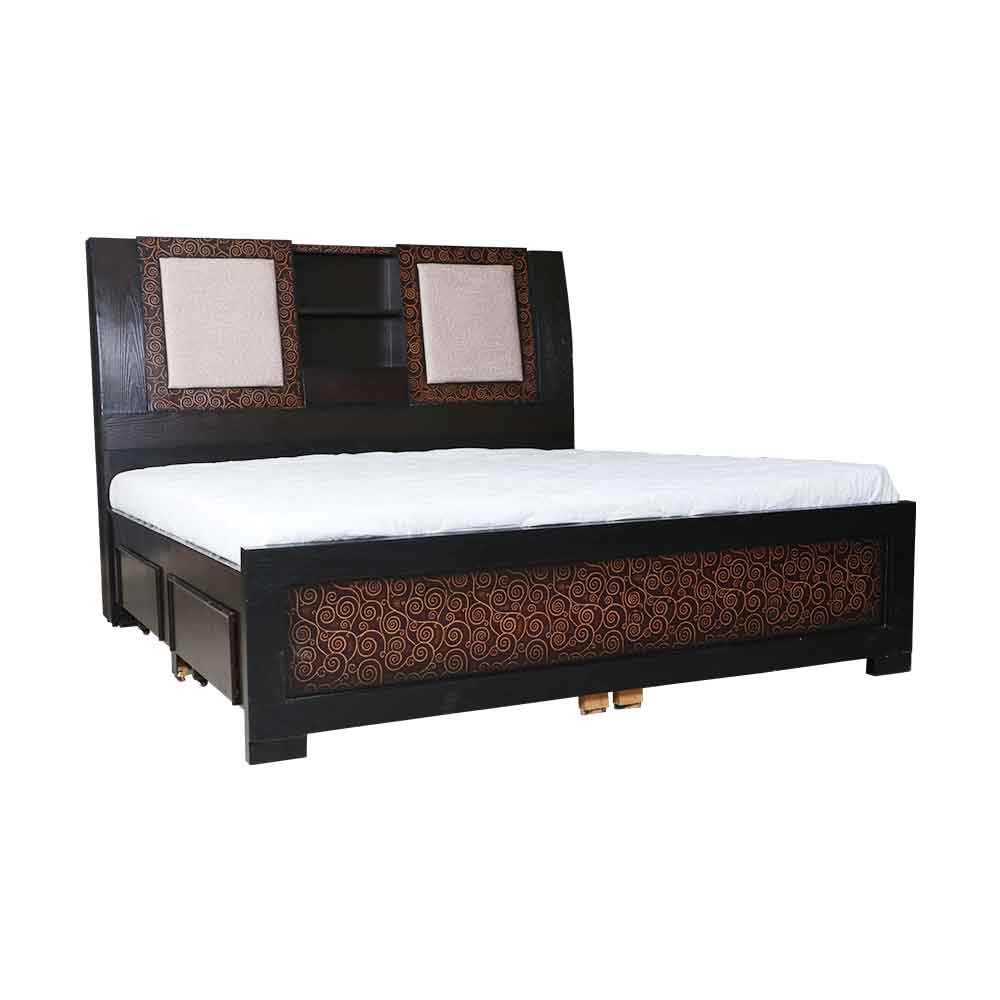 MAARK KING SIZE BED WITH CUSHION STORAGE (6*6.25) MASTRO WALNUT COLOUR