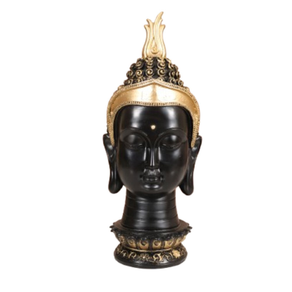 MAARK STATUE BIG BUDDHA FACE BLACK/GOLDEN 17" EH