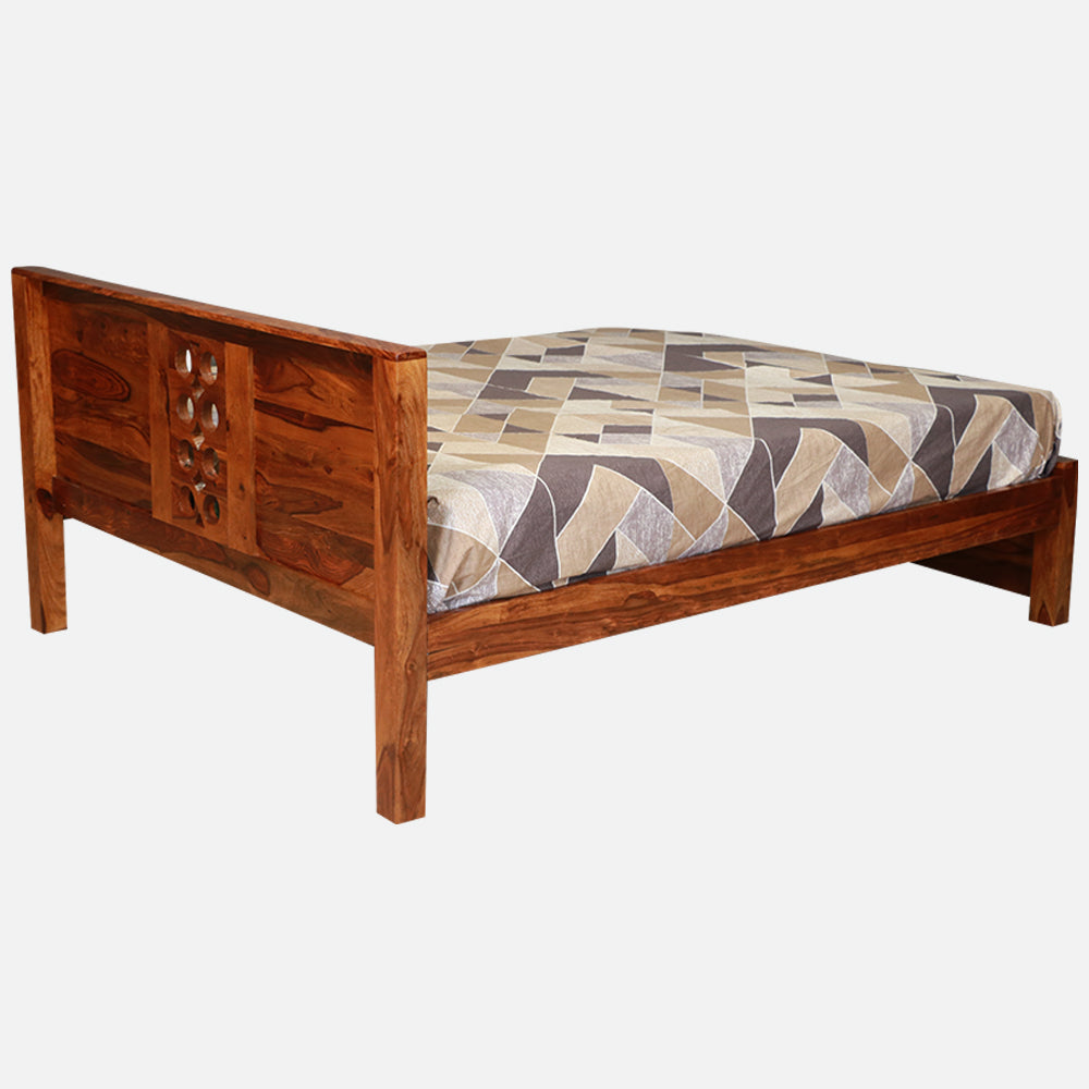 MAARK SHEESHAM WOOD QUEEN SIZE BED (5*6.5) 3028 NATURAL FINISH SV
