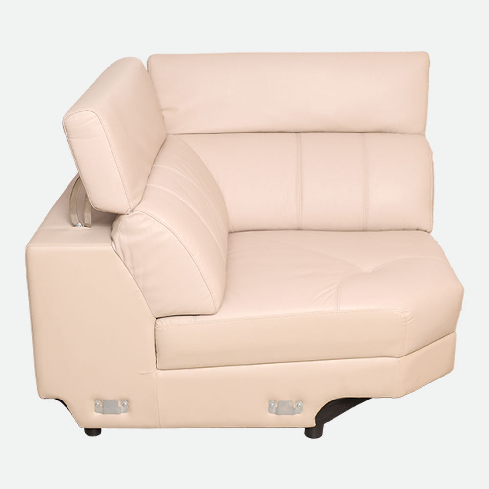 MAARK CORNER MOTORIZED RECLINER LEATHER SOFA 5 SEATER FJ345-663B CREAM WHITE COLOUR HT