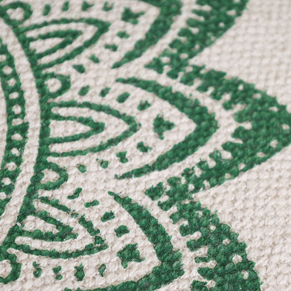 MAARK ROSY PRINTED HANDWOVEN STOOL GREEN & NATURAL 16*16*17" AO