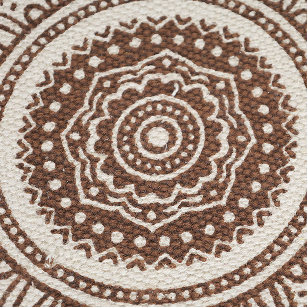 MAARK ROSY PRINTED HANDWOVEN STOOL BROWN & NATURAL 16*16*17" AO