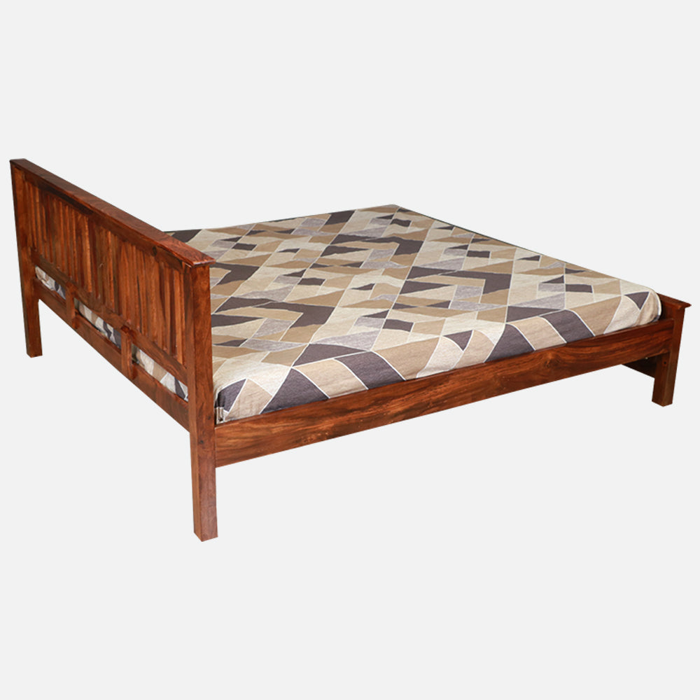 MAARK SHEESHAM WOOD KING SIZE BED (6*6.5) 3086 NATURAL FINISH SV