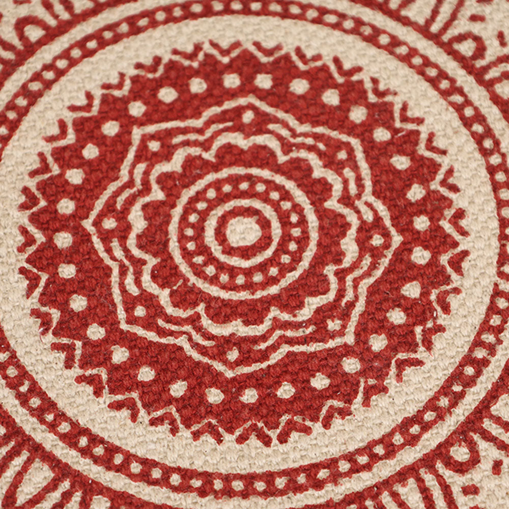 MAARK ROSY PRINTED HANDWOVEN STOOL RED & NATURAL 16*16*17" AO