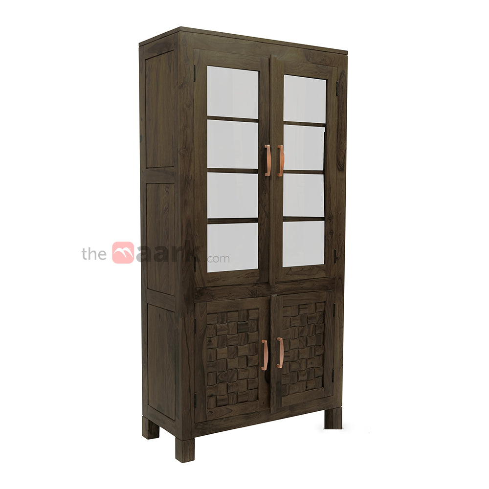 MAARK SEESHAM WOOD 2 DOOR CROCKERY UNIT 6119 STONE FINISH SV