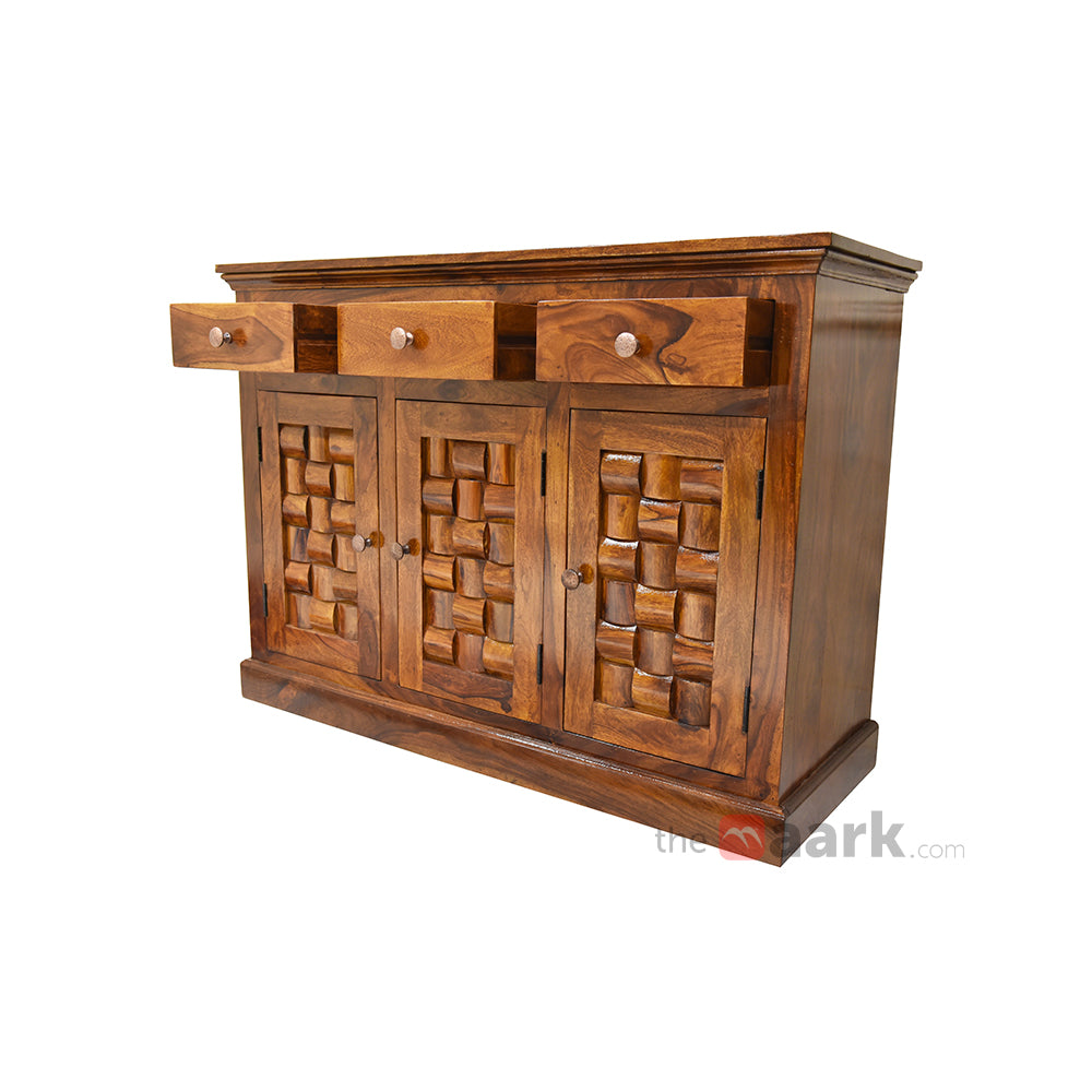 MAARK SHEESHAM WOOD STORAGE CABINET SIDE BOARD 6239 NATURAL FINISH SV