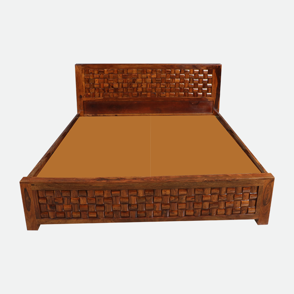 MAARK SHEESHAM WOOD KING SIZE BED (6*6.5) 3050 NATURAL FINISH SV