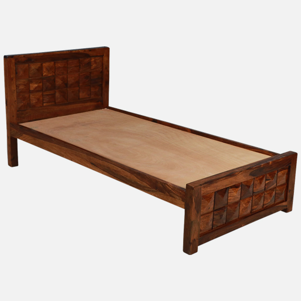 MAARK SHEESHAM WOOD SINGLE BED (3*6) 3056 NATURAL FINISH SV