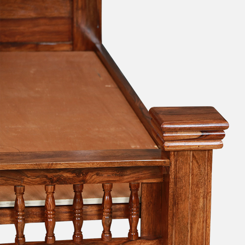 MAARK SHEESHAM WOOD QUEEN SIZE BED (5*6.5) 3150 NATURAL FINISH SV