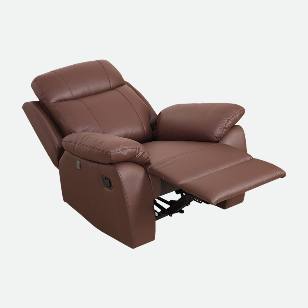MAARK MANUAL RECLINER LEATHER SINGLE SEATER SOFA 1410-6041-BROWN HT