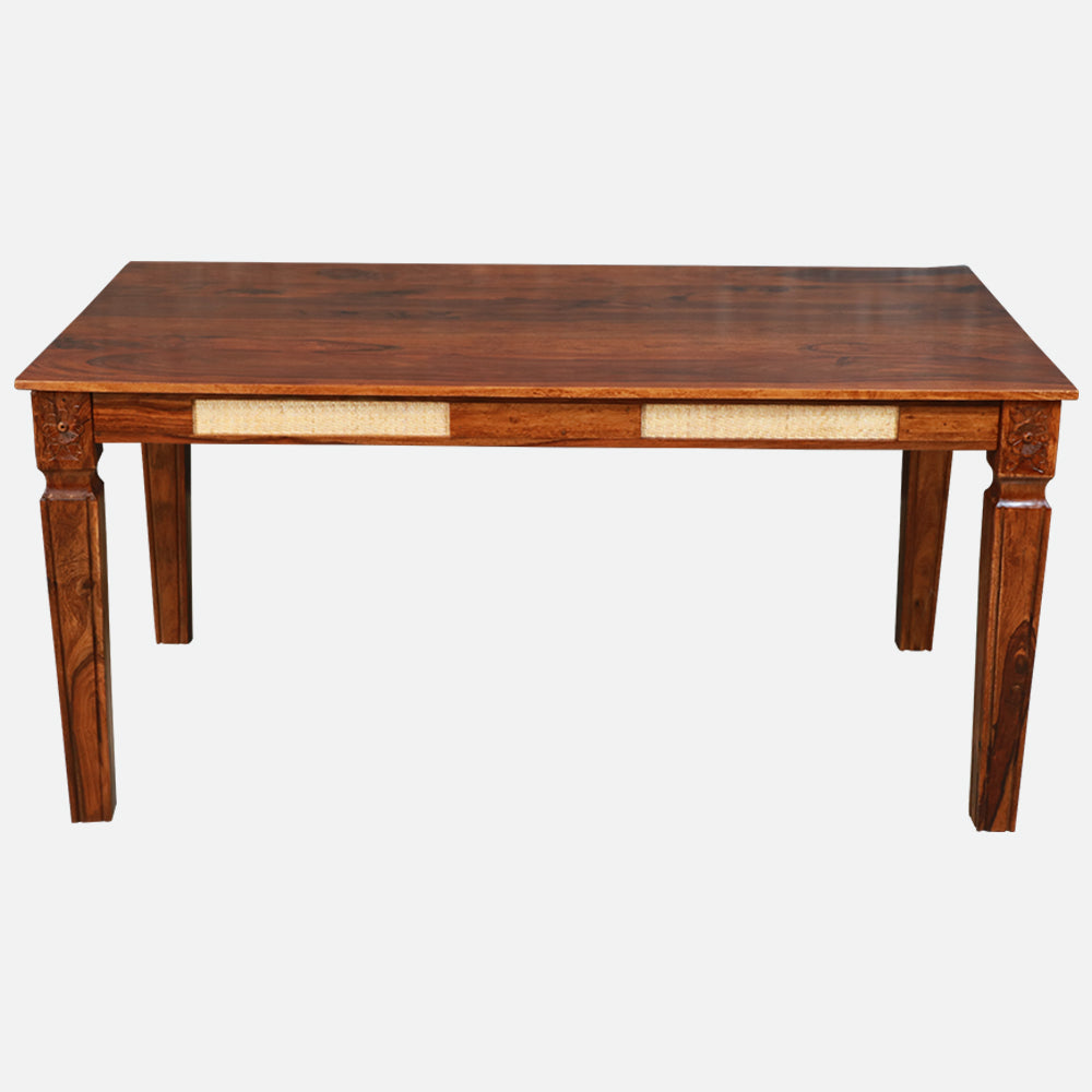 MAARK SHEESHAM WOOD 6 SEATER DINING SET (5.25*3) 1203 NATURAL FINISH SV