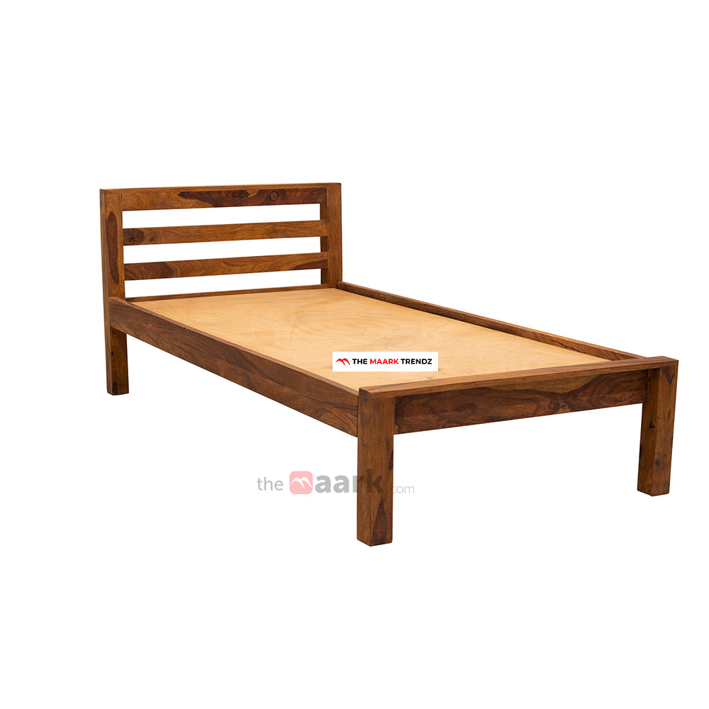 MAARK SHEESHAM WOOD SINGLE BED (3*6) 3133 NATURAL FINISH SV
